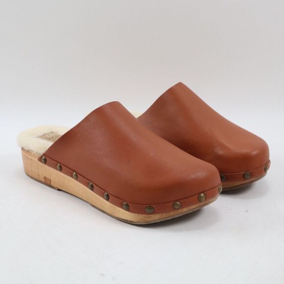 NEW Beek Mallard Mule Clogs Shearling Footbed Studded, Tan Leather, 8US MSRP$340 - Picture 2 of 11